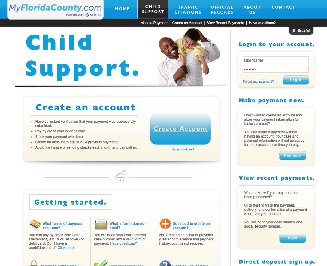 Child support shop recent payments